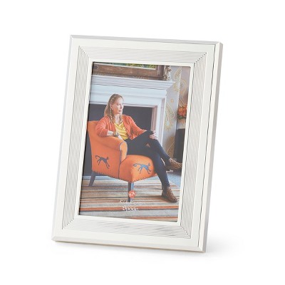Kit Kemp by Spode Photo Frame, Ribbed Design, Silverplate with Velvet Backing, Elegant Tabletop Decor, Perfect for Showcasing Cherished Memories