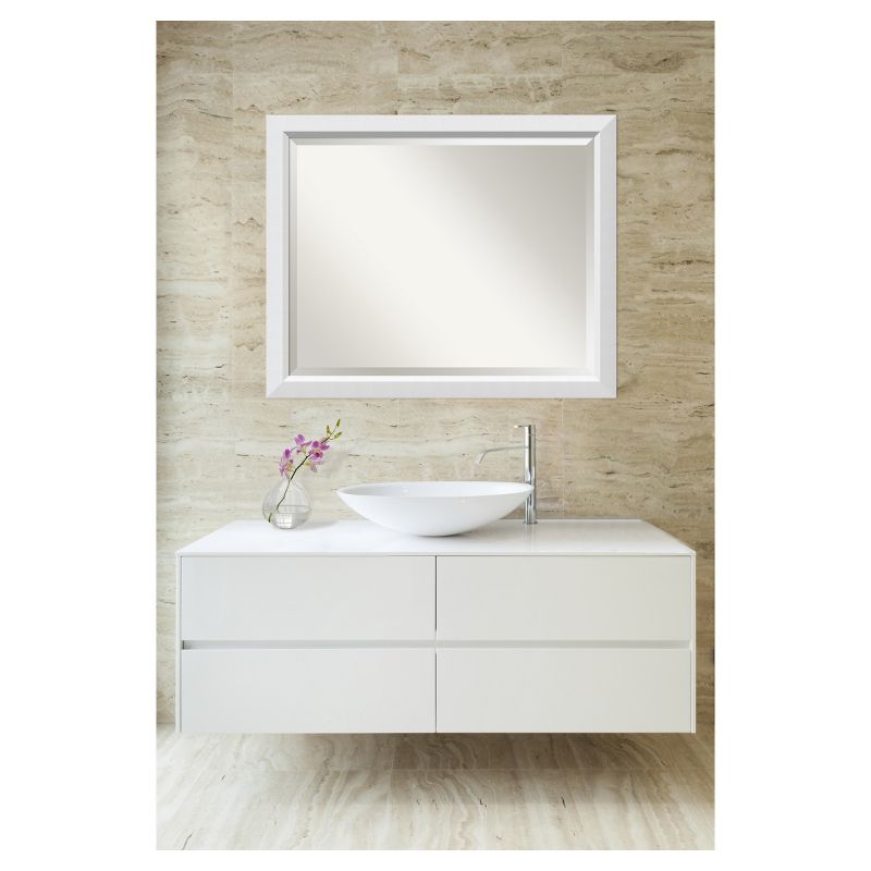 32&#34; x 26&#34; Blanco Wood Framed Bathroom Vanity Wall Mirror White - Amanti Art, 4 of 7
