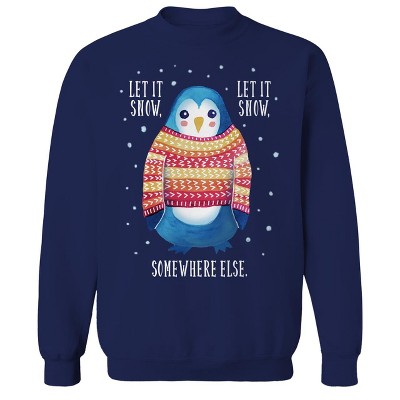 Rerun Island Men's Let It Snow (Somewhere Else) Long Sleeve Graphic Cotton Sweatshirt