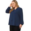 Agnes Orinda Women's Plus Size Office Fashion Long Sleeves Ribbon Front Chiffon Blouses - 3 of 4