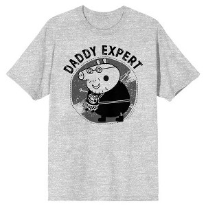 Peppa Pig Expert Daddy Pig Men’s Athletic Gray Short Sleeve Tee - 1 of 2