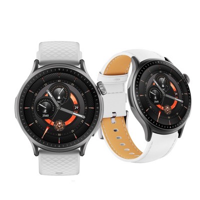 HONGGE Smart Watch with 1.43" AMOLED Display, Bluetooth Calls, SpO₂ & Heart Rate Monitor, 100+ Sports Modes, Bonus Leather Strap Included