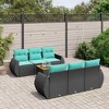 vidaXL 7 Piece Garden Sofa Set with Cushions Black and Blue Poly Rattan - 2 of 4