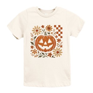 Pumpkin Floral Grunge - Youth Short Sleeve Graphic T-Shirt and Toddler Short Sleeve Graphic T-Shirt - 1 of 4