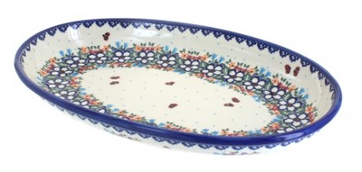 Blue Rose Polish Pottery 104 Vena Oval Platter