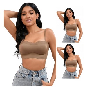 INSPIRE CHIC 3 Pcs Women's Push Up U Back Adjustable Straps Full Cup Wirefree Tube Convertible Bras - 1 of 4