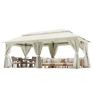 Decksplore 12'x20' Patio Gazebo with Double Roof, Mosquito Net & Privacy Screens - 1 of 4