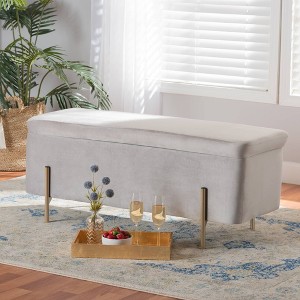 Rockwell Velvet Metal Storage Bench - Baxton Studio - 1 of 4