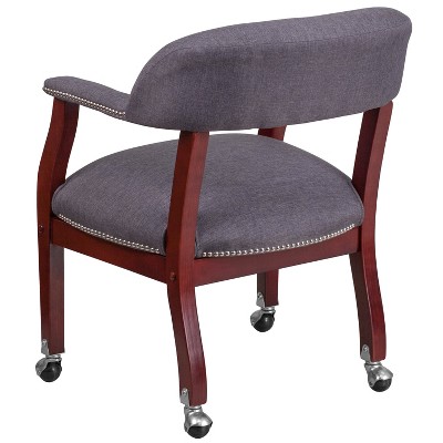 Gray Fabric and Wood Conference Chair with Casters