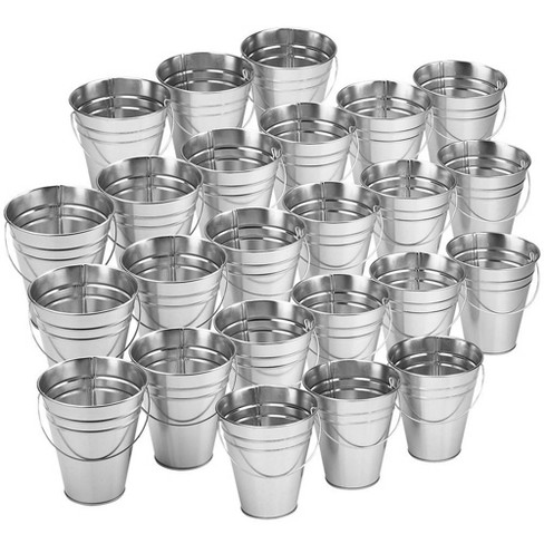 Juvale 6 Pack Large Galvanized Bucket for Party, 7 inch Metal Ice Pails for Champagne, Beer, Wine (100 oz)