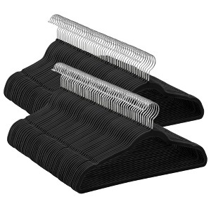 SONGMICS Velvet Hangers Non-Slip Hangers with Rose Gold-Colored Swivel Hooks Slim Space-Saving Hangers - 1 of 4