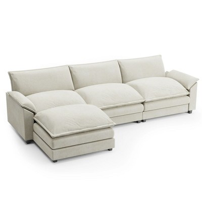 LACOO 118 in. Chenille L-Shaped Modular Sectional Sofa with Ottoman