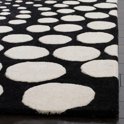 Ivory and Black Hand-Tufted Wool Area Rug