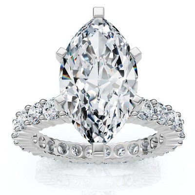 Pompeii3 Certified 4.40Ct Marquise Eternity Engagement Ring 14k Gold or Pt Lab Created