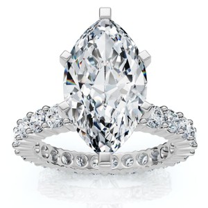 Pompeii3 Certified 4.40Ct Marquise Eternity Engagement Ring 14k Gold or Pt Lab Created - 1 of 4