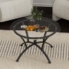 Vynxaria 3-Piece Rustic Black Coffee Tables Set - Round Tempered Glass Top Side Tables - 4 of 4