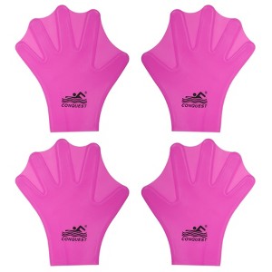 Unique Bargains Silicone Water Resistance Aquatic Gloves Rose Red 2 Pairs - 1 of 4