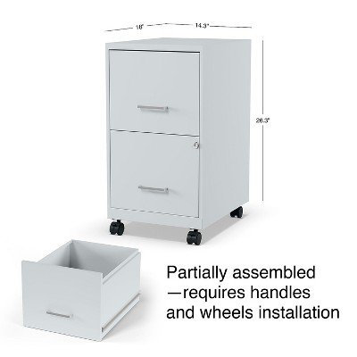 Gray Steel 2-Drawer Lockable Mobile File Cabinet