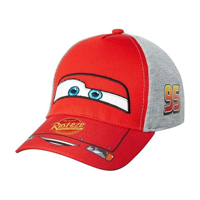 Lightning McQueen Boys Baseball Hat, Cars Hat for Kids Ages 2-7 (Red & Gray), 1 of 6