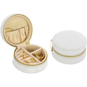 Benevolence LA Plush Velvet Round Travel Jewelry Box - 1 of 4
