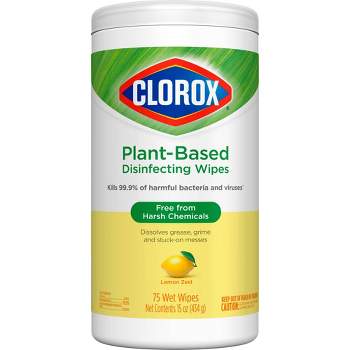 Clorox Lemon Zest Plant-Based Disinfecting Wipes - 75ct