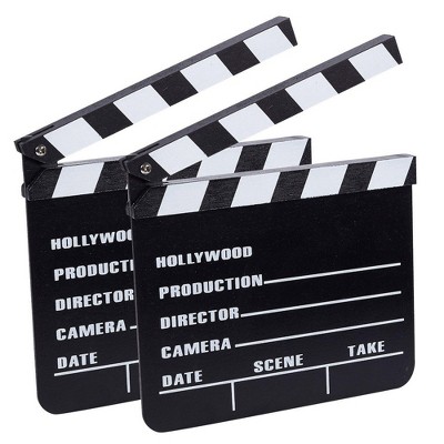 Clapper Board - 2-Pack Movie Clapboards, Director Film Slate for Movie Scene Production Decoration Prop, Black, 8 x 0.5 x 7.25 Inches
