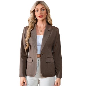 Coolmee Women's Blazer Business Casual Lightweight Suit Long Sleeve Slim Fit Work Office Jacket with Pockets - 1 of 4