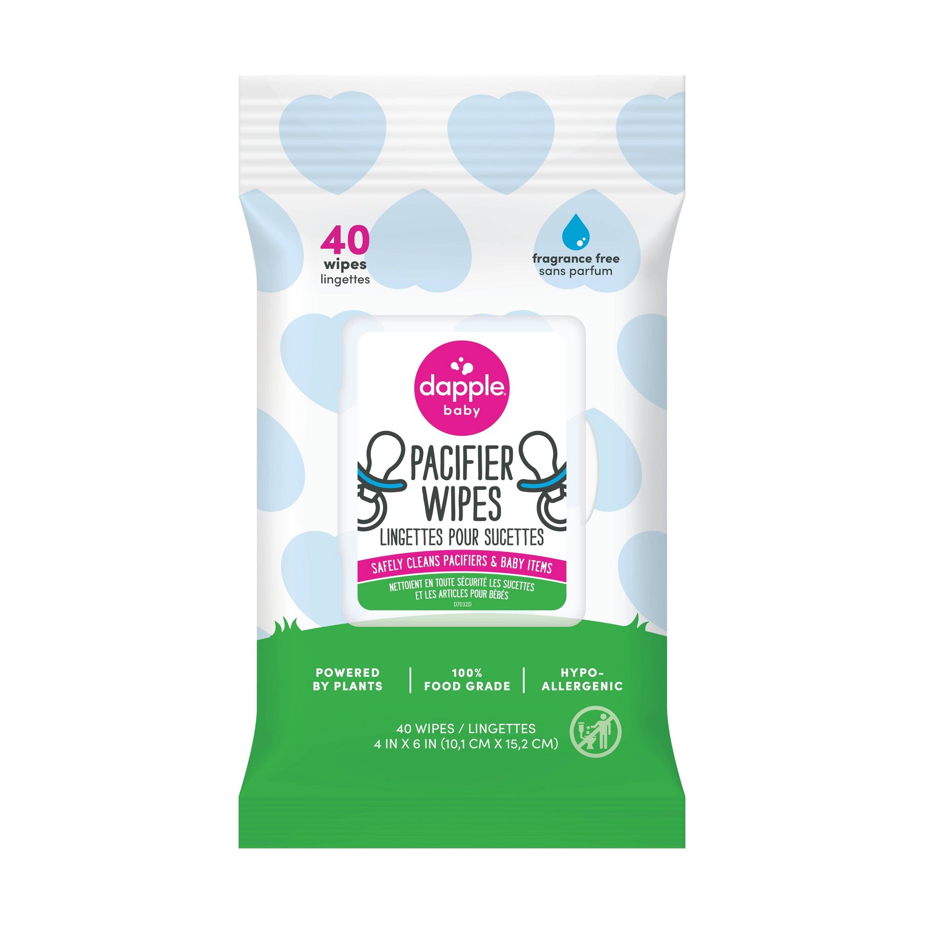 Dapple Unscented Plant Based Pacifier & Teether Wipes - 40ct