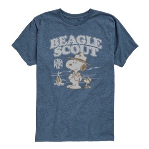 Boys' Peanuts Scout Fire Short Sleeve Graphic T-Shirt - Heather Blue - Medium - 1 of 4