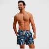 Anna-Kaci Men's Elastic Waist Swim Trunks with Colorblock Palm Tree Print and Adjustable Drawstring - 3 of 4