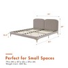 GDFStudio Cherry Modern Velvet Upholstered King Size Bed with Metal Legs - 3 of 4