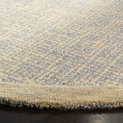 Handmade Gold and Grey 6' Round Wool Abstract Rug