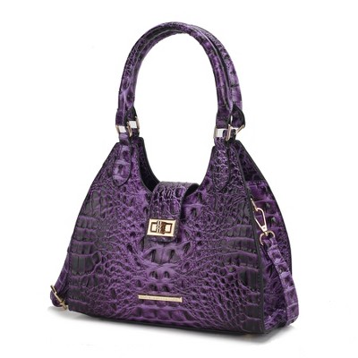 MKF Collection Ava Women’s Tote Faux Crocodile Embossed Vegan Leather Handbag by Mia K- Purple