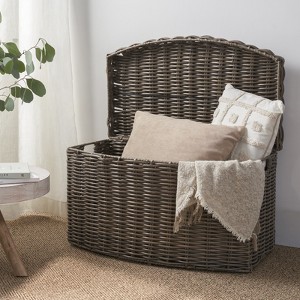 FONTOI Woven Wicker Multi-Use Storage Basket with Handles, Laundry Basket, Laundry Baskets for Towel, Toys, Walnut Brown, 14"*15"*24" - 1 of 4