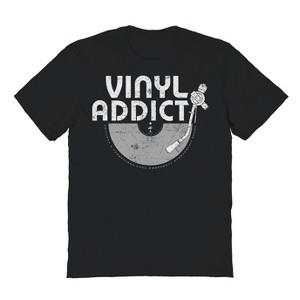 Original and Unrestored Men's Vinyl Addict Short Sleeve Graphic Cotton T-Shirt - 1 of 1