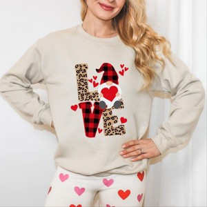 Simply Sage Market Women's Graphic Sweatshirt Leopard Gnome Love - 1 of 4