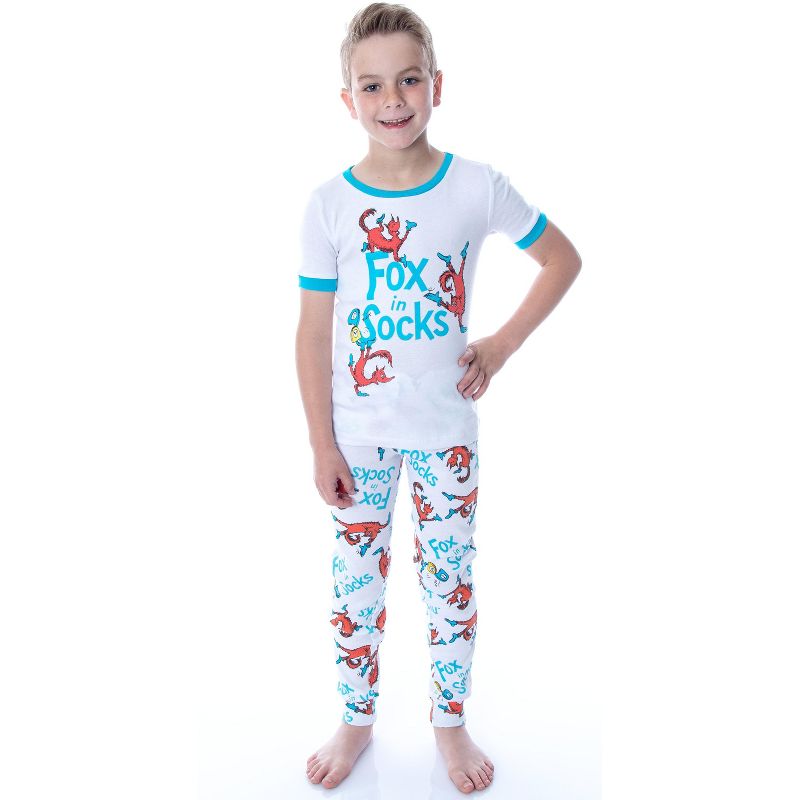 Dr. Seuss Unisex Kids Fox In Socks Shirt Shorts and Pants 3 Piece Pajama Set, 2 of 6