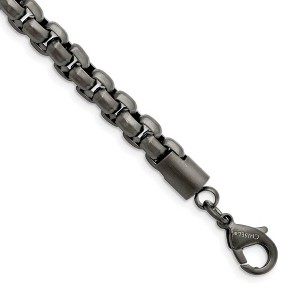 Black Bow Jewelry Mens Stainless Steel Gunmetal Plated Fancy Box Chain Bracelet, 8.5 In - 1 of 4