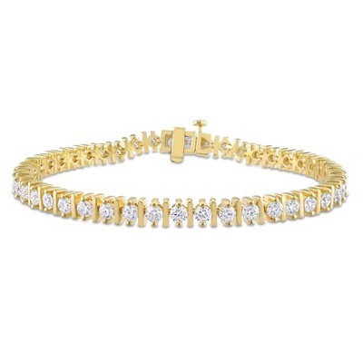 EVERLY JEWELRY | Yellow Plated Sterling Silver 4 1/2 CT TGW Created White Moissanite Bracelet, 7.25-inch