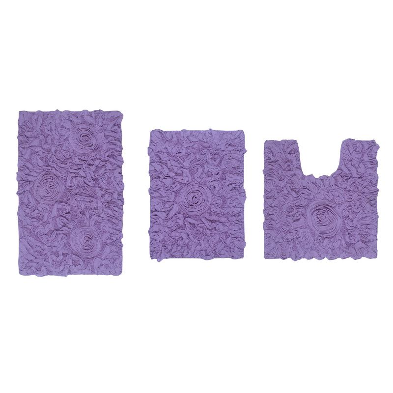Bell Flower Collection Cotton Floral Pattern Tufted Bath Rug Set Pack of 3 - Home Weavers, 2 of 5