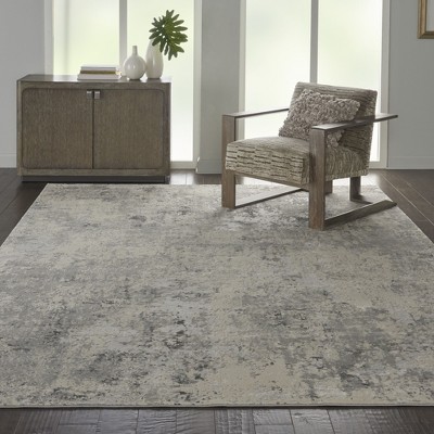 Abstract Elegance 7'10" x 10'6" Grey and Ivory Modern Area Rug