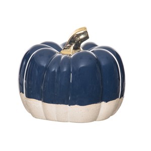 Gallerie II Blue & Khaki Large Pumpkin Figurine - 1 of 4