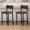 Bar Stools Set of 2, 25" Counter Height PU Leather Barstools with Backrest & Footrest, Tall Armless Bar Chairs for Dining Room - 3 of 4
