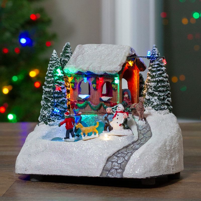 Northlight 7.5" White Lighted LED Musical Christmas Ice Skating Village Tabletop Decor, 3 of 7