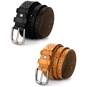 INSPIRE CHIC Womens Vintage Hollow Belts Pin Buckle Faux Leather Belts for Jeans Pants - 1 of 4