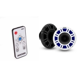 Kicker 48KMXL8 8" 4-Ohm RGB-LED KMXL Horn-Loaded Marine Coaxial Speakers, Pair  w/ LED Remote - 1 of 4