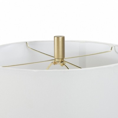 Gold Metal and Marble Wire Triangle Table Lamp with Drum Shade