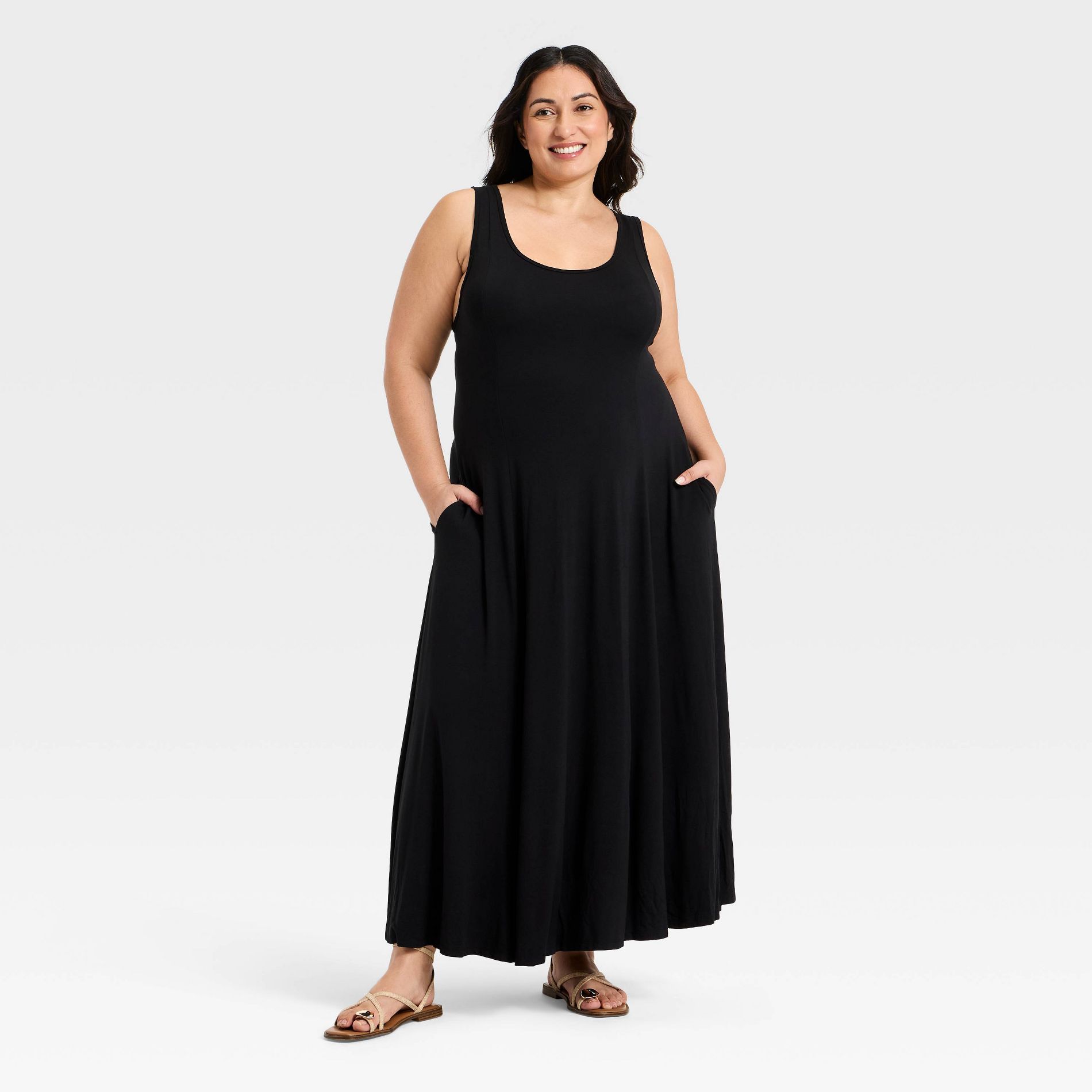 Women's Seamed Maxi A-Line Dress - Ava & Viv™