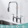 WOWOW Double Handle Bridge Kitchen Faucet with Pull-Down Sprayer - 3 of 4