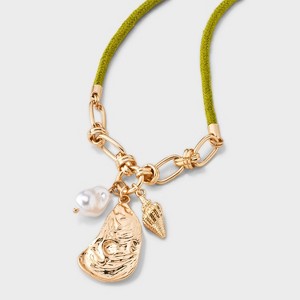 Seashell Pearl Adjustable Cord Charm Pendant Necklace - A New Day™ - 1 of 4